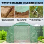 Outsunny 10'x11'x6' Walk-in Tunnel Greenhouse with Shelves, Mesh Door and Windows, Hoop House Greenhouse with PE Cover, Green - Image 9