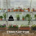 Outsunny 10'x11'x6' Walk-in Tunnel Greenhouse with Shelves, Mesh Door and Windows, Hoop House Greenhouse with PE Cover, White - Image 4