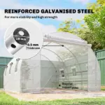Outsunny 10'x11'x6' Walk-in Tunnel Greenhouse with Shelves, Mesh Door and Windows, Hoop House Greenhouse with PE Cover, White - Image 5