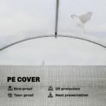 Outsunny 10'x11'x6' Walk-in Tunnel Greenhouse with Shelves, Mesh Door and Windows, Hoop House Greenhouse with PE Cover, White - Image 6