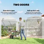 Outsunny 10'x11'x6' Walk-in Tunnel Greenhouse with Shelves, Mesh Door and Windows, Hoop House Greenhouse with PE Cover, White - Image 7
