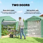 Outsunny 10 ft x 11 ft x 6 ft Walk-in Tunnel Greenhouse with Shelves, Mesh Door and Windows, Plant Hot House with PE Cover, Green - Image 7