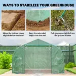 Outsunny 10 ft x 11 ft x 6 ft Walk-in Tunnel Greenhouse with Shelves, Mesh Door and Windows, Plant Hot House with PE Cover, Green - Image 9