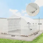 Outsunny 10 ft x 11 ft x 6 ft Walk-in Tunnel Greenhouse with Shelves, Mesh Door and Windows, Plant Hot House with PE Cover, White - Image 3