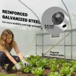 Outsunny 10 ft x 11 ft x 6 ft Walk-in Tunnel Greenhouse with Shelves, Mesh Door and Windows, Plant Hot House with PE Cover, White - Image 5