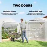 Outsunny 10 ft x 11 ft x 6 ft Walk-in Tunnel Greenhouse with Shelves, Mesh Door and Windows, Plant Hot House with PE Cover, White - Image 7