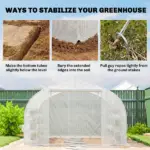 Outsunny 10 ft x 11 ft x 6 ft Walk-in Tunnel Greenhouse with Shelves, Mesh Door and Windows, Plant Hot House with PE Cover, White - Image 9