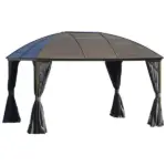 10x13 Gray Hardtop Gazebo with Steel Roof Curtains Netting Pavilion Ceiling Hook for Patio Garden - Image 11