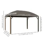 10x13 Gray Hardtop Gazebo with Steel Roof Curtains Netting Pavilion Ceiling Hook for Patio Garden - Image 3
