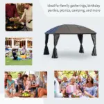 10x13 Gray Hardtop Gazebo with Steel Roof Curtains Netting Pavilion Ceiling Hook for Patio Garden - Image 7