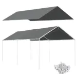Outsunny 10x20 Ft Charcoal Carport Canopy Replacement UV-Resistant with Ball Bungee Tethers - Image 11