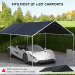 Outsunny 10x20 Ft Charcoal Carport Canopy Replacement UV-Resistant with Ball Bungee Tethers - Image 4