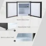 HOMCOM 1.1 Cu.Ft Mini Upright Freezer Countertop with Removable Shelves Reversible Door for Home Dorm Black - Image 7