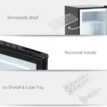 HOMCOM 1.1 Cu.Ft Mini Upright Freezer Countertop with Removable Shelves Reversible Door for Home Dorm Black - Image 8