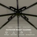 Outsunny 11 ft x 11 ft Outdoor Gazebo, Double Roof Patio Gazebo with Curtains, Church Windows, Galvanized Steel Frame, Light Gray - Image 6