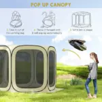 Outsunny 11 x 11ft Pop Up Screen Tent, UPF50+ Portable Camping Gazebo Screen House with Carry Bag, Beige - Image 4