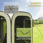 Outsunny 11 x 11ft Pop Up Screen Tent, UPF50+ Portable Camping Gazebo Screen House with Carry Bag, Beige - Image 5