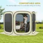 Outsunny 11 x 11ft Pop Up Screen Tent, UPF50+ Portable Camping Gazebo Screen House with Carry Bag, Beige - Image 7