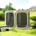 Outsunny 11 x 11ft Pop Up Screen Tent, UPF50+ Portable Camping Gazebo Screen House with Carry Bag, Beige - Image 10