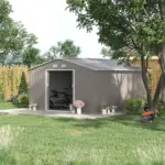 Outsunny 11' x 12.6' Metal Storage Shed, Tin Garden Shed with Double Sliding Doors, 4 Air Vents for Backyard, Patio and Lawn, Light Gray - Image 2
