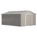 Outsunny 11' x 12.6' Metal Storage Shed, Tin Garden Shed with Double Sliding Doors, 4 Air Vents for Backyard, Patio and Lawn, Light Gray - Image 12