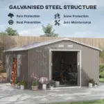 Outsunny 11' x 12.6' Metal Storage Shed, Tin Garden Shed with Double Sliding Doors, 4 Air Vents for Backyard, Patio and Lawn, Light Gray - Image 5