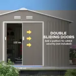 Outsunny 11' x 12.6' Metal Storage Shed, Tin Garden Shed with Double Sliding Doors, 4 Air Vents for Backyard, Patio and Lawn, Light Gray - Image 6