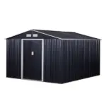 Outsunny 11 ft x 9 ft Metal Storage Shed, Garden Tool House with Double Sliding Doors, 4 Air Vents for Backyard, Patio and Lawn, Dark Gray