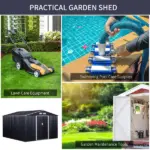 Outsunny 11 ft x 9 ft Metal Storage Shed, Garden Tool House with Double Sliding Doors, 4 Air Vents for Backyard, Patio and Lawn, Dark Gray - Image 6