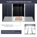 Outsunny 11 ft x 9 ft Metal Storage Shed, Garden Tool House with Double Sliding Doors, 4 Air Vents for Backyard, Patio and Lawn, Dark Gray - Image 7