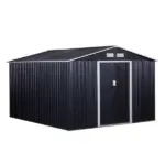 Outsunny 11 ft x 9 ft Metal Storage Shed, Garden Tool House with Double Sliding Doors, 4 Air Vents for Backyard, Patio and Lawn, Dark Gray - Image 10