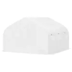 Outsunny 11.5X10X6.5 High Tunnel Greenhouse, with 6 Roll-up Windows, Zippered Door, PE Cover,Steel Frame, Walk-in Greenhouse, White - Image 11