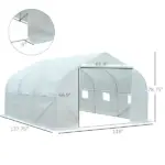 Outsunny 11.5X10X6.5 High Tunnel Greenhouse, with 6 Roll-up Windows, Zippered Door, PE Cover,Steel Frame, Walk-in Greenhouse, White - Image 3