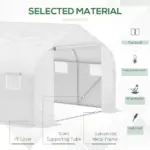 Outsunny 11.5X10X6.5 High Tunnel Greenhouse, with 6 Roll-up Windows, Zippered Door, PE Cover,Steel Frame, Walk-in Greenhouse, White - Image 4
