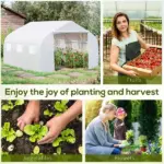 Outsunny 11.5X10X6.5 High Tunnel Greenhouse, with 6 Roll-up Windows, Zippered Door, PE Cover,Steel Frame, Walk-in Greenhouse, White - Image 7