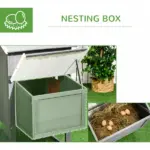 118" Extra Large Chicken Coop with Asphalt Roof, Wooden Hen House with Slide-out Tray, Quail Hutch with Nesting Box, Gray - Image 6
