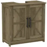 HOMCOM 11.8" W Farmhouse Pedestal Sink Cabinet, Sink Storage Cabinet with 2 Barn Doors and Adjustable Shelf, Light Gray - Image 11