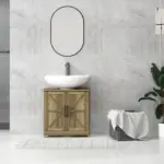 HOMCOM 11.8" W Farmhouse Pedestal Sink Cabinet, Sink Storage Cabinet with 2 Barn Doors and Adjustable Shelf, Light Gray - Image 9