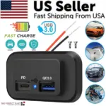 12V-24V 36W USB-C PD and QC 3.0 Dual Port Vehicle Charger Socket