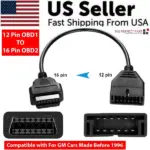 OBD1 12 Pin to OBD2 16 Pin Adapter Cable for GM Diagnostic Scanner
