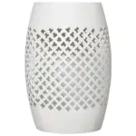 12" Steel Outdoor Side Table, Round Hollow Drum Patio End Table, Accent Table for Indoor and Outdoorr, White - Image 11