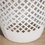 12" Steel Outdoor Side Table, Round Hollow Drum Patio End Table, Accent Table for Indoor and Outdoorr, White - Image 7