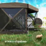 12' x 12' Hexagonal Pop Up Gazebo Canopy Tent with 5 Sidewalls, Outdoor Canopy Shelter with Carry Bag, Brown - Image 7