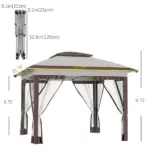 12' x 12' Pop Up Canopy Tent with Netting and Carry Bag, Instant Sun Shelter with 137 sq.ft Shade, Beige and Brown - Image 3