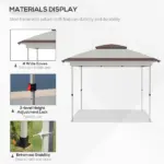 12' x 12' Pop Up Canopy Tent with Netting and Carry Bag, Instant Sun Shelter with 137 sq.ft Shade, Beige and Brown - Image 4