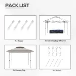 12' x 12' Pop Up Canopy Tent with Netting and Carry Bag, Instant Sun Shelter with 137 sq.ft Shade, Beige and Brown - Image 5