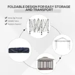 12' x 12' Pop Up Canopy Tent with Netting and Carry Bag, Instant Sun Shelter with 137 sq.ft Shade, Beige and Brown - Image 6