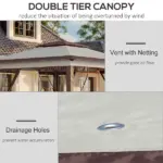 12' x 12' Pop Up Canopy Tent with Netting and Carry Bag, Instant Sun Shelter with 137 sq.ft Shade, Beige and Brown - Image 8