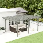 Outsunny 12 ft x 16 ft Outdoor Pergola, Wood Gazebo Grape Trellis with Stable Structure for Climbing Plant Support, Gray - Image 2