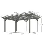 Outsunny 12 ft x 16 ft Outdoor Pergola, Wood Gazebo Grape Trellis with Stable Structure for Climbing Plant Support, Gray - Image 3